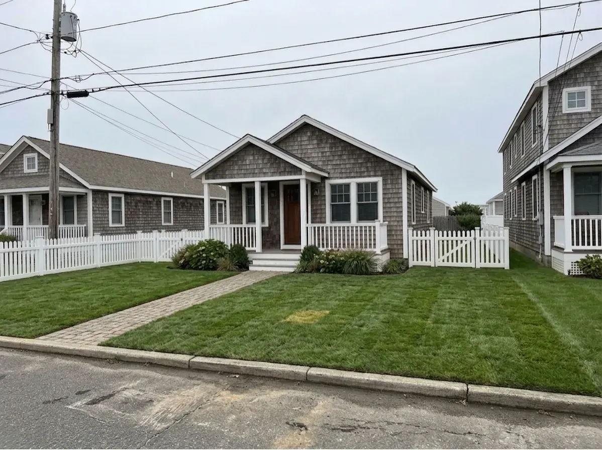A new sod lawn just laid at a home